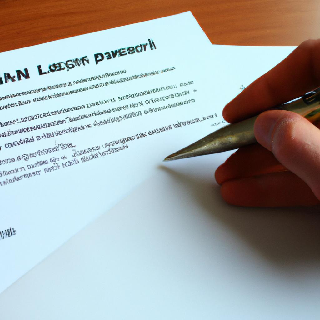 Person signing predatory loan contract